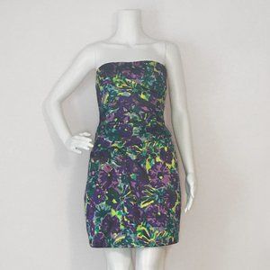 BCBG MaxAzria Grape Taffeta Strapless Dress